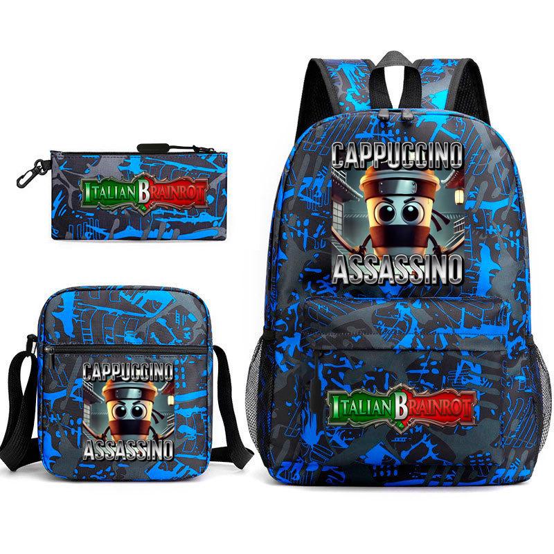 Shanhaijing Backpack, Student Schoolbag, Shoulder Bag, Pencil Bag, Three-Piece Set