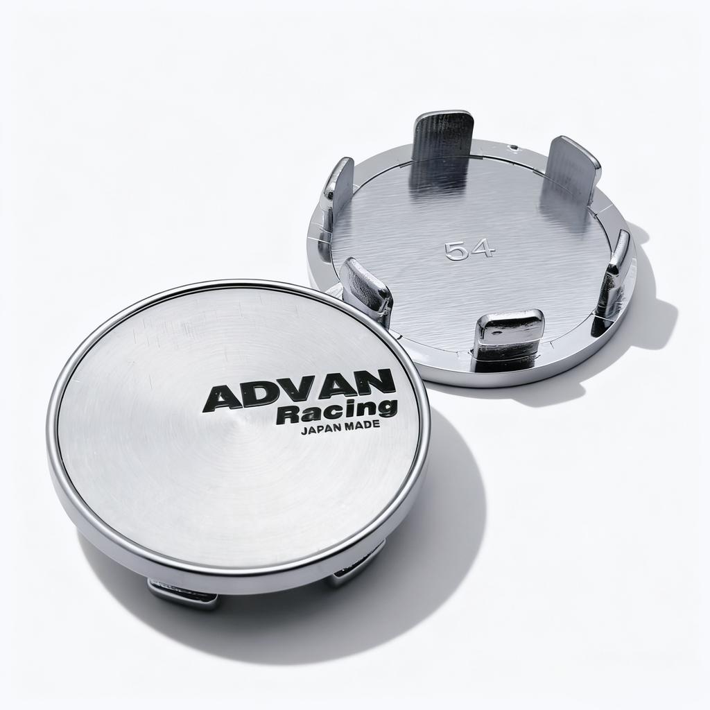 DEM5 4pcs JDM Advan Racing Logo Emblem Car Wheel Center Caps OD 54MM Clips 49MM Wheels Hub Dust Cap Rim Hubcaps Cover Car Accessories