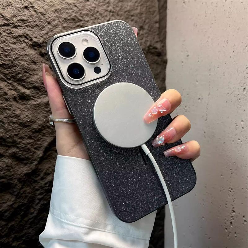 Luxury Bling Glitter For Magsafe Magnetic Case For iPhone 16 15 14 Plus 13 12 11 Pro Max Wireless Charging Shockproof IMD Cover