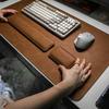 3Pcs/Set 70 x 35cm Crazy Horse Texture Leather Mouse Pad Ergonomic Support Memory Foam Keyboard Wrist Rest Set