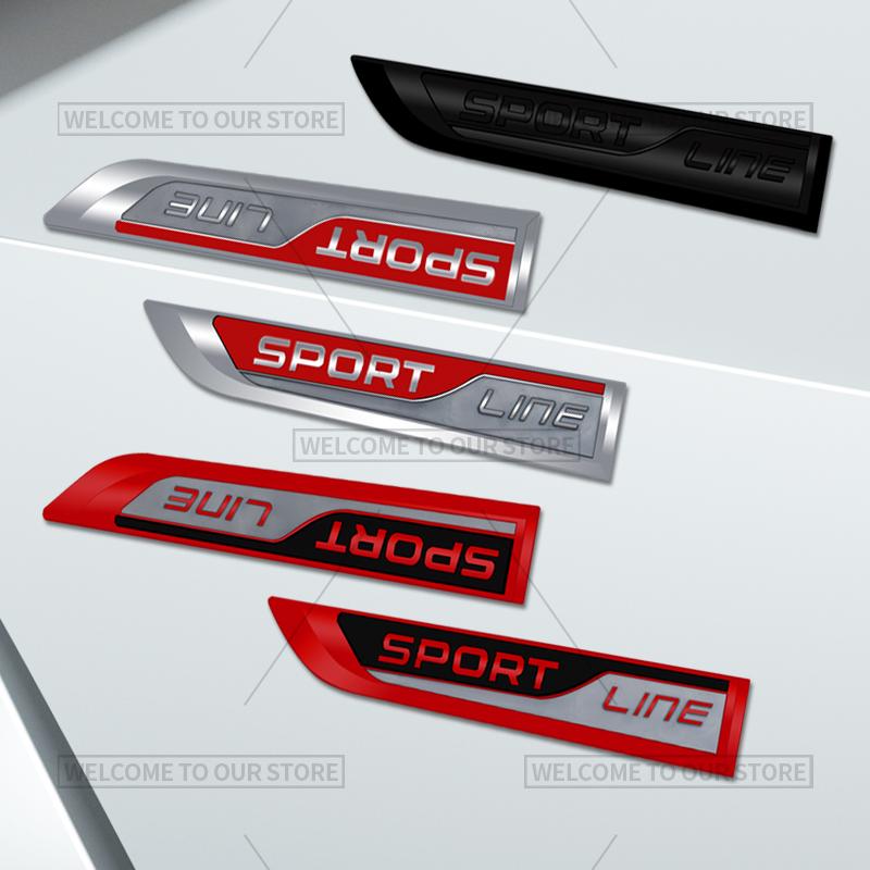 JBIW9 3D Car Styling Sport Line Emblem Side Badge Metal Stickers Rear Trunk Decals For Skoda Citigo Octavia Kodiaq Kamiq Yeti Fabia RS