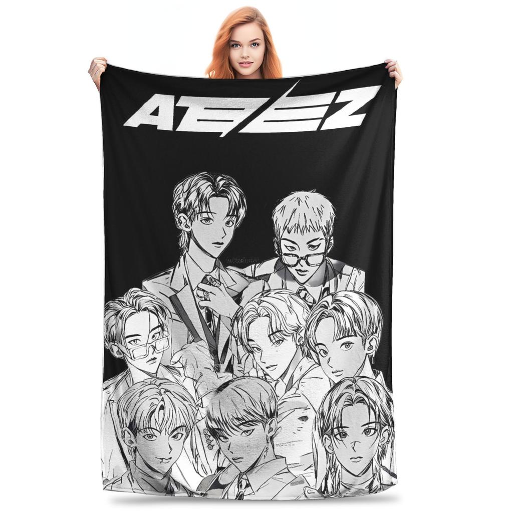 Soft Warm BlanketKids Decorative Kpop Ateez Band Throw Blanket Flannel Bedspread For Living Room Funny Sofa Bed Cover