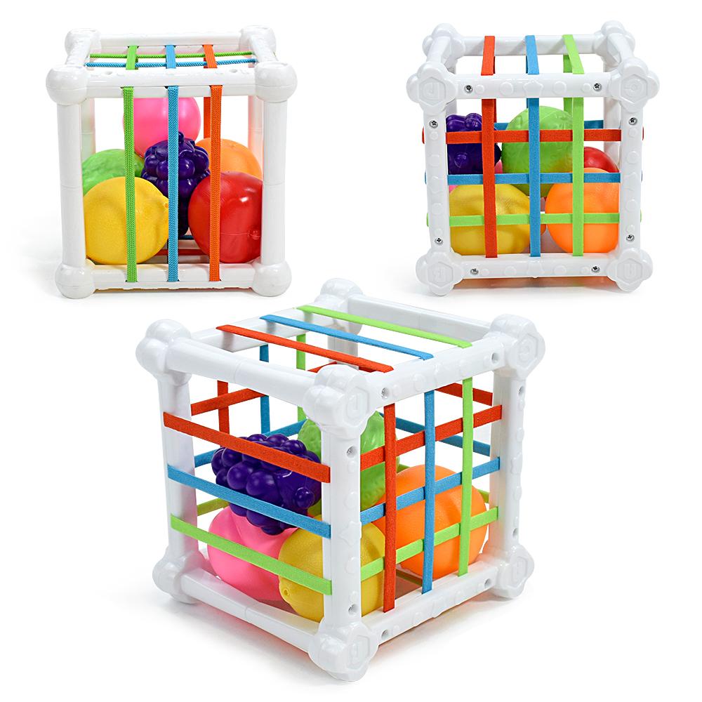 Детские сенсорные игрушки Монтессори Куб-сортер форм Детские игрушки с разноцветными фруктами Развивающая деятельность Развитие мелкой моторики для 1 года