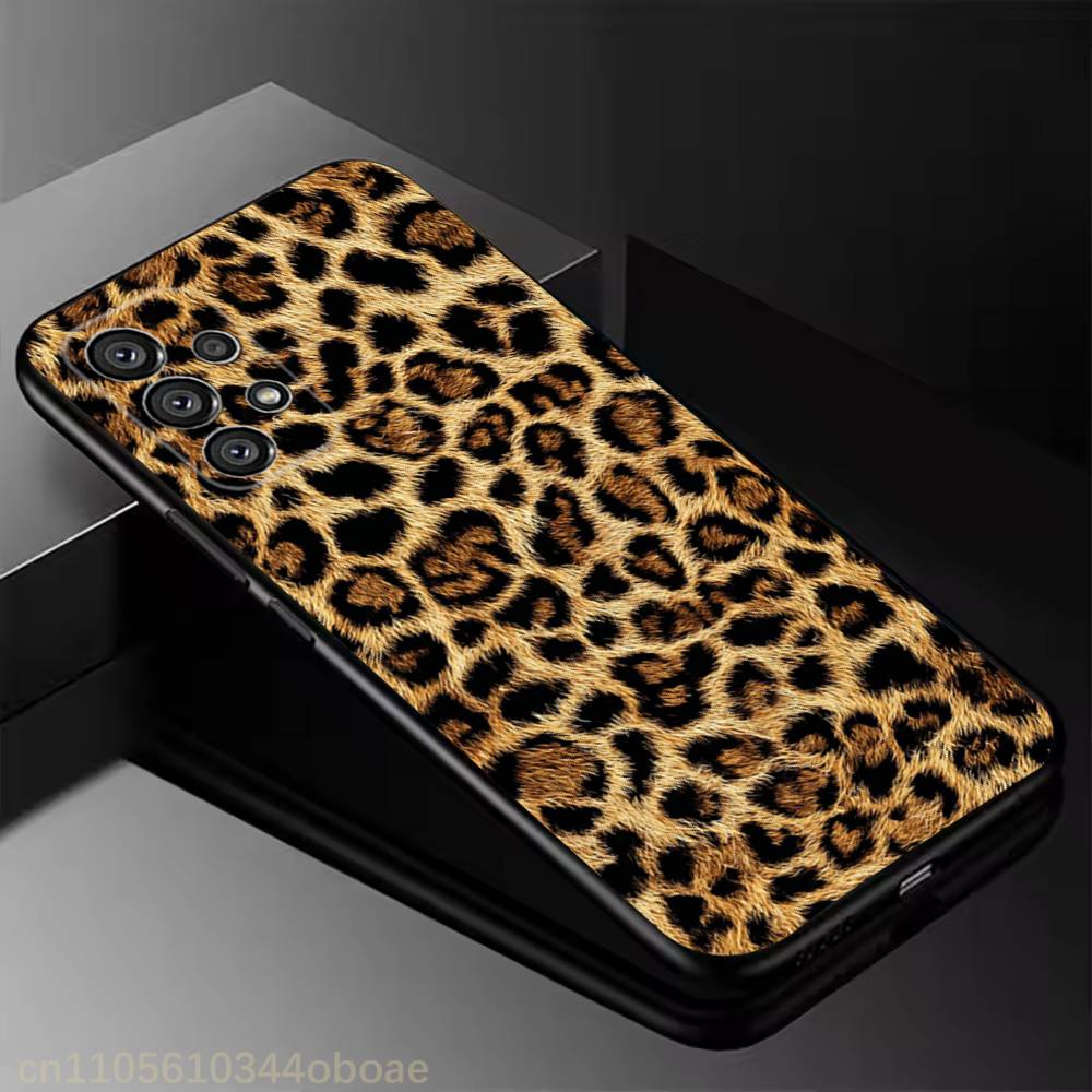 Модный чехол для телефона с леопардовым принтом для Samsung Galaxy A13, 21s, 22, 31, 32, 52, 53, 71, 80, A91, мягкий черный корпус
