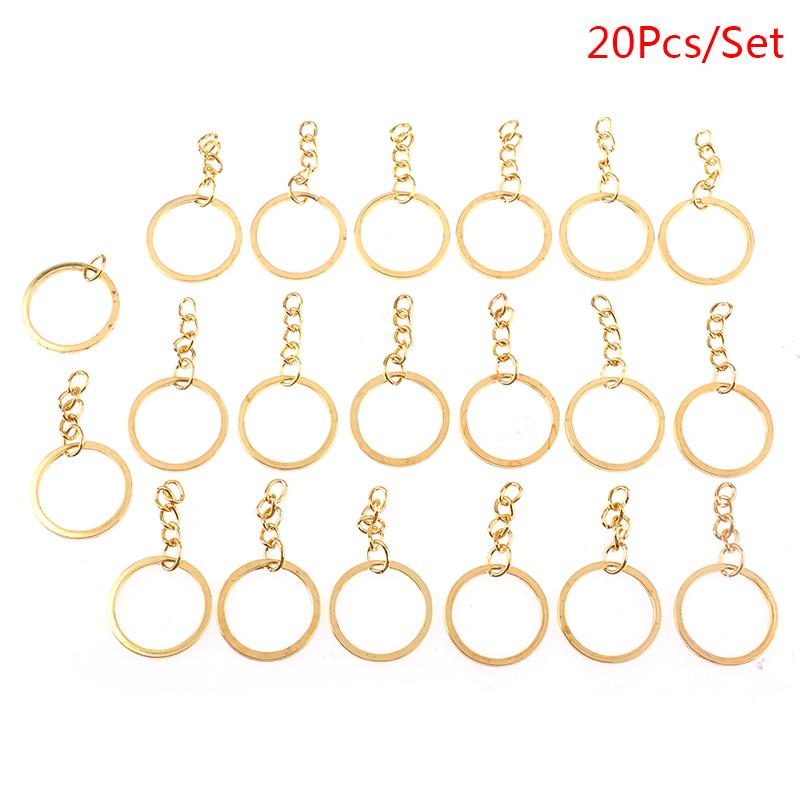 20 шт./лот 28 мм длина брелок для ключей золото серебро цепи круглый брелок