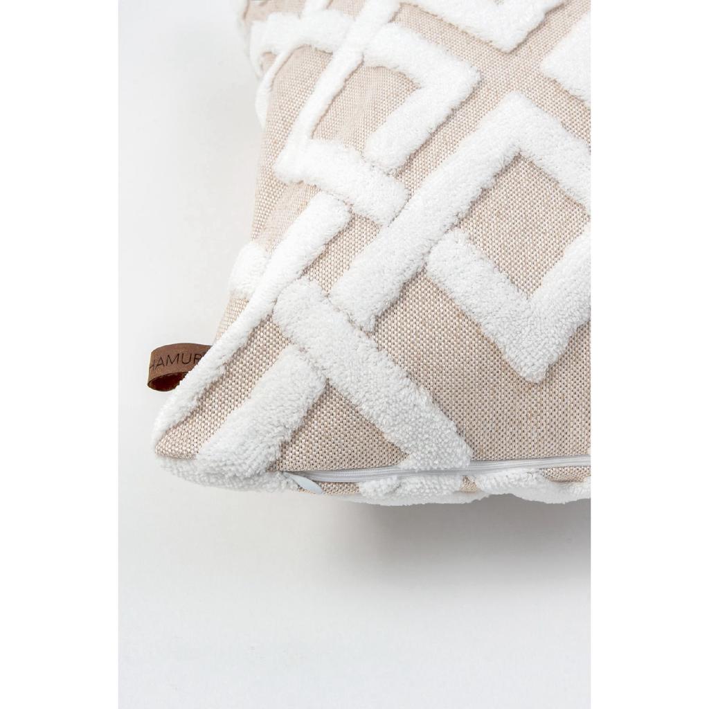 Bohemian Special Design Punch Pattern Decorative Throw Pillow Cover Mila Ecru