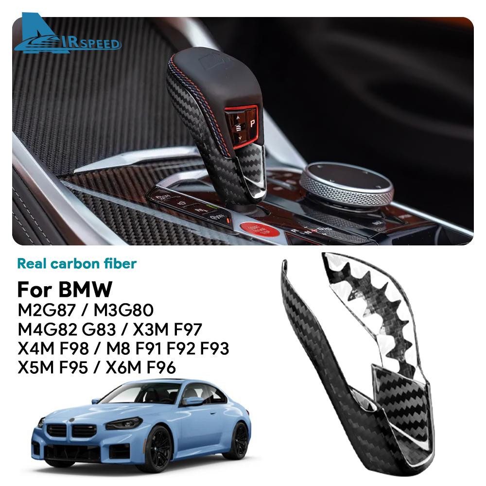 Real Carbon Fiber Gear Shift Knob Cover for BMW M2 G87 M3 G80 M4 G82 G83 X3M F97 X4M F98 X5M F95 X6M F96 M8 F91 F92 F93 2021-2025