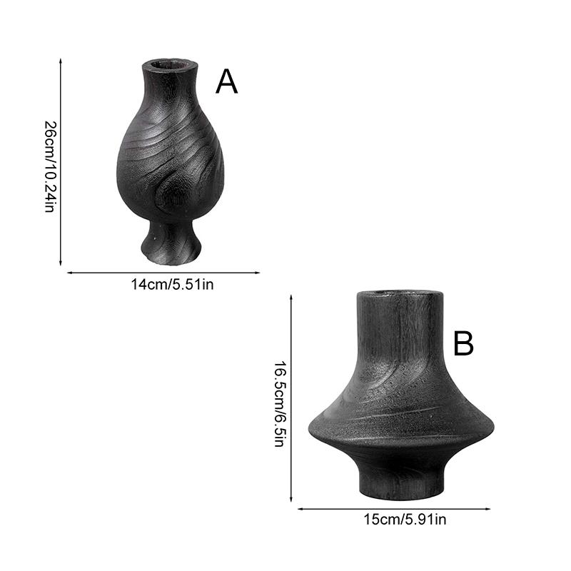 1Pc Alien Vase Simple And Atmospheric Dried Flower Arrangement Artistic Atmosphere Carbon Wood Vase Retro Elegance