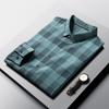 Middle-aged Men's Long-sleeved Shirt Spring and Autumn Trend Color Matching Striped Plaid Casual Shirt Business Shirt Men's Inch Shirt