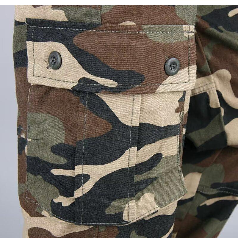Мужские камуфляжные повседневные брюки, свободные брюки большого размера с несколькими карманами, брюки для стройплощадки, рабочие брюки, тактические брюки