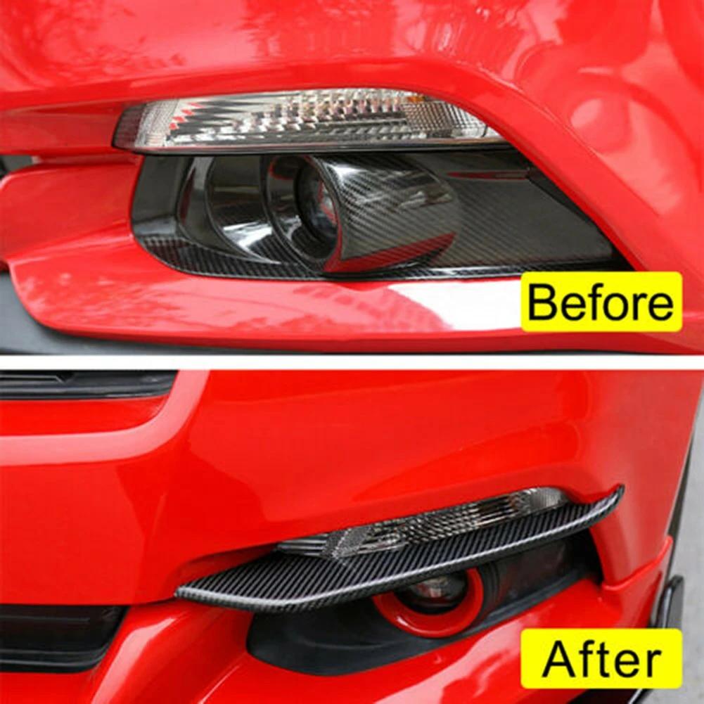 Для Ford Mustang 2018- Декоративная накладка-лезвие на передний противотуманный фонарь Наклейка Черный матовый Под карбон