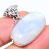 Natural Rainbow Moonstone Gemstone 925 Solid Sterling Silver Pendant 1.18" C9C51