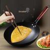 Nitrided Round Bottom Frying Pan: Old-Fashioned, Non-Stick, Rust-Resistant Iron Pot.