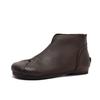 Johnature Flat Ankle Boots Retro Genuine Leather Round Toe Soft Soled Versatile Women's Shoes