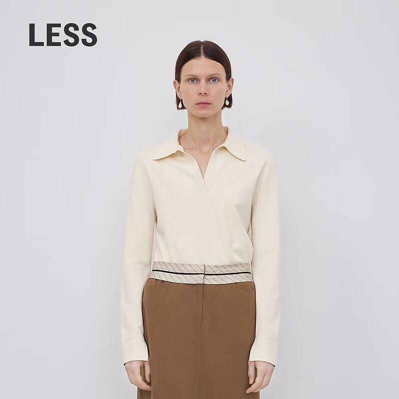 LESS Women's Straight Turn-down Collar Pullover Sweater