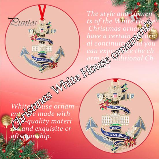 2024 Белый дом Подвеска 2D Акриловый Рождественский Подвесной Орнамент Национальный Символ Патриотический Украшение для Украшения Праздничной Елки Подарок