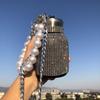 Изолированный стакан-термос Duoli с цепочкой из жемчуга и стразами, для ношения через плечо