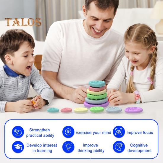 6/12Pcs Silicone Sensory Stone Toy Anxiety Stress Relief Portable Travel Calming Fidget Stone Textured Worry Stone Toy Kids Teens Adults Gift