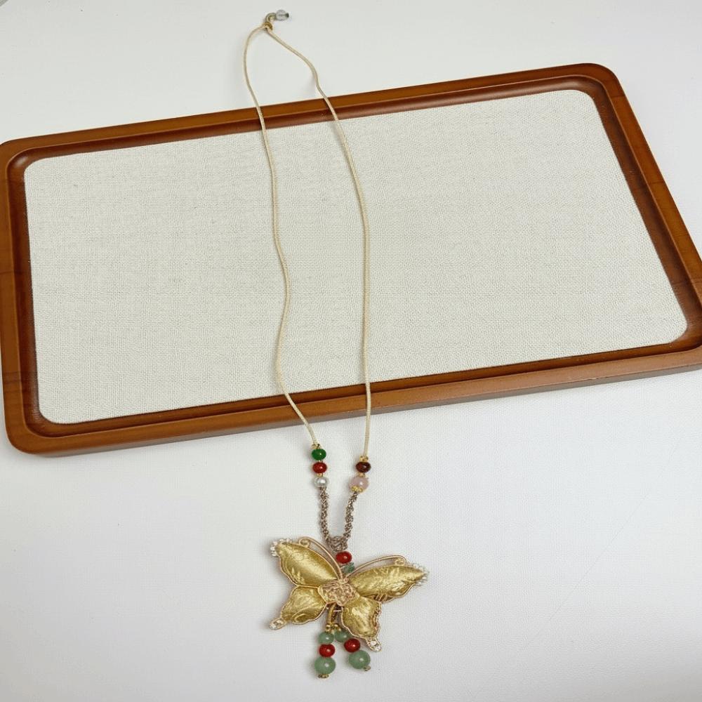 Traditional Tassels Necklace Butterfly Pendant Embroidered Pendant Necklace  Ethnic Fashion