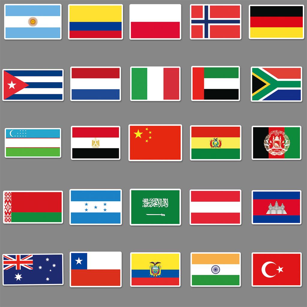 105 неповторяющихся национальных флагов, наклейки с граффити для автомобилей, багаж, гитара, скутер, украшения компьютера, наклейки для мобильных телефонов