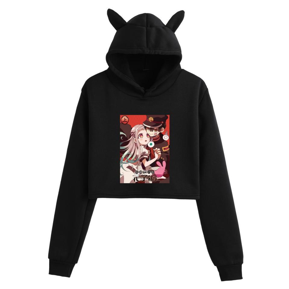Худи с ушками кошки укороченное для девочек Jibaku Shonen Hanako-kun