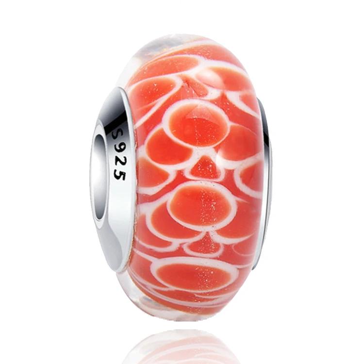 Новые оригинальные медные бусины-шармы из муранского стекла в виде цветка и листа, космическая радуга, для браслета, сделай сам, женские ювелирные изделия, подарок