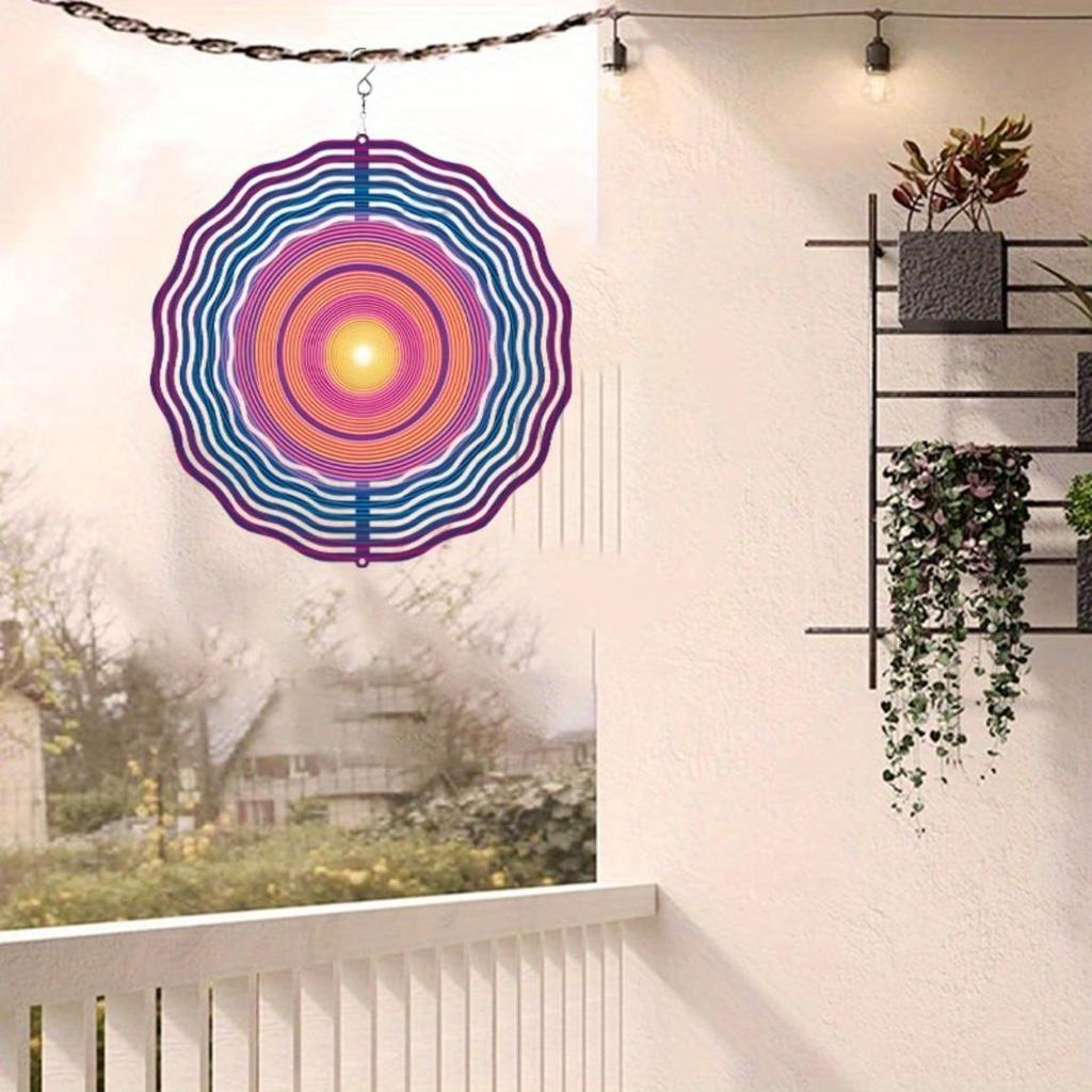 10-дюймовый подвесной ветряной спиннер с круговым дизайном, вращающийся на 360 градусов крючок для декора балкона, лужайки, сада, креативная идея для подарка