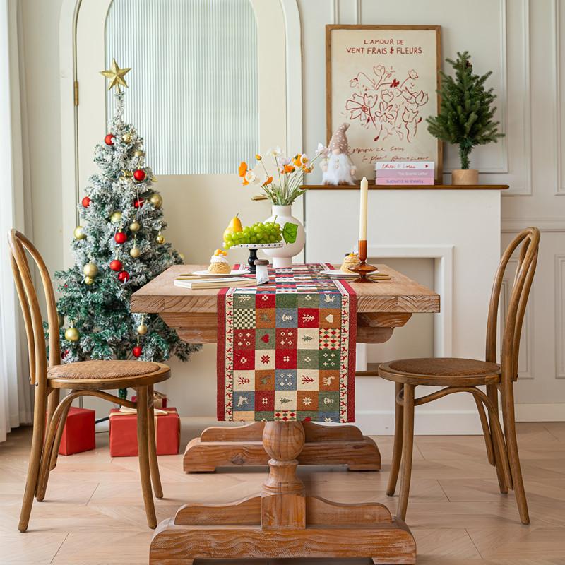 25-Color Woven Jacquard Polyester Cotton Christmas Tree Plaid Table Flag End Of Bed Flag Decorative Cover Towel Dining Table Cloth