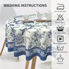1Pc Chinese Style 60-Inch Round Tablecloth, Blue And White Porcelain Floral & Bird Design, Classic Oriental Style Polyester