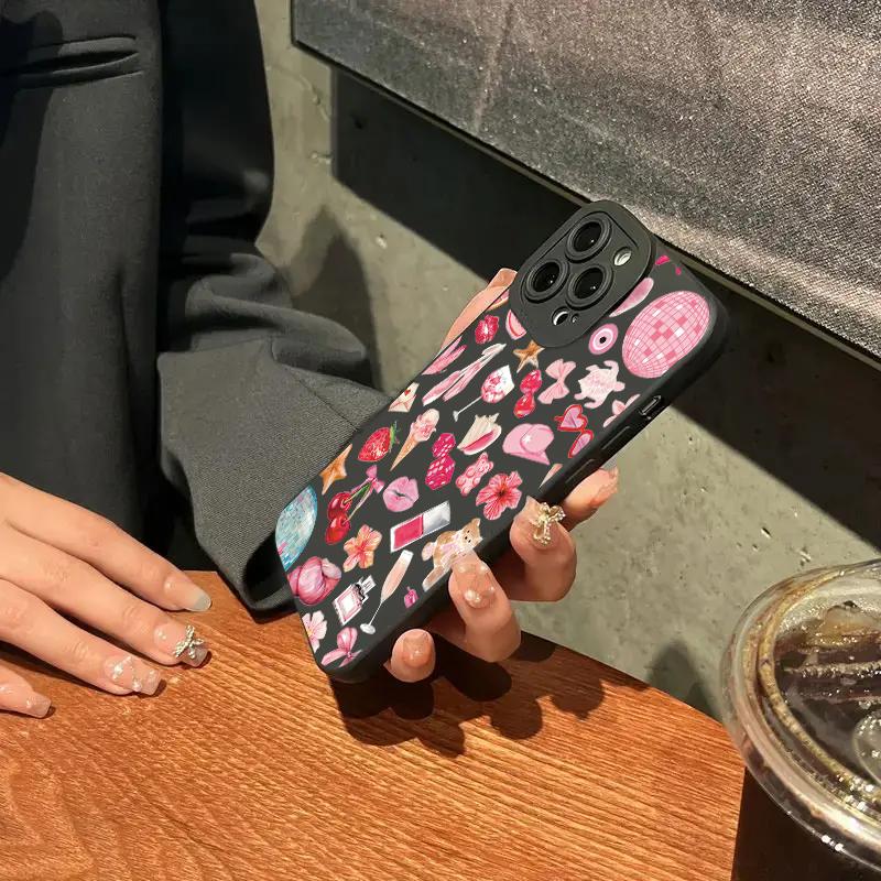 Чехол с блестящим хрустальным шаром и розовым бантом в виде вишневого узора для Redmi Note 14 13 12 11 Pro Plus 5G 12S 11S 10S Redmi 13C 14C