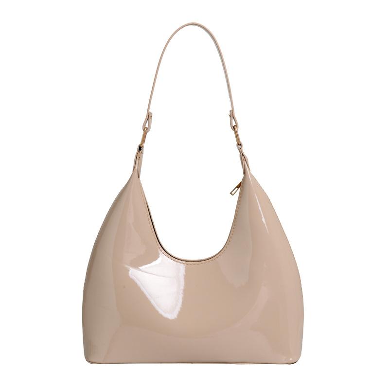 Retro Patent Leather Glossy Underarm Bag Women's Bag 2025 New Niche Design Versatile High-end Texture Commuter Handbag