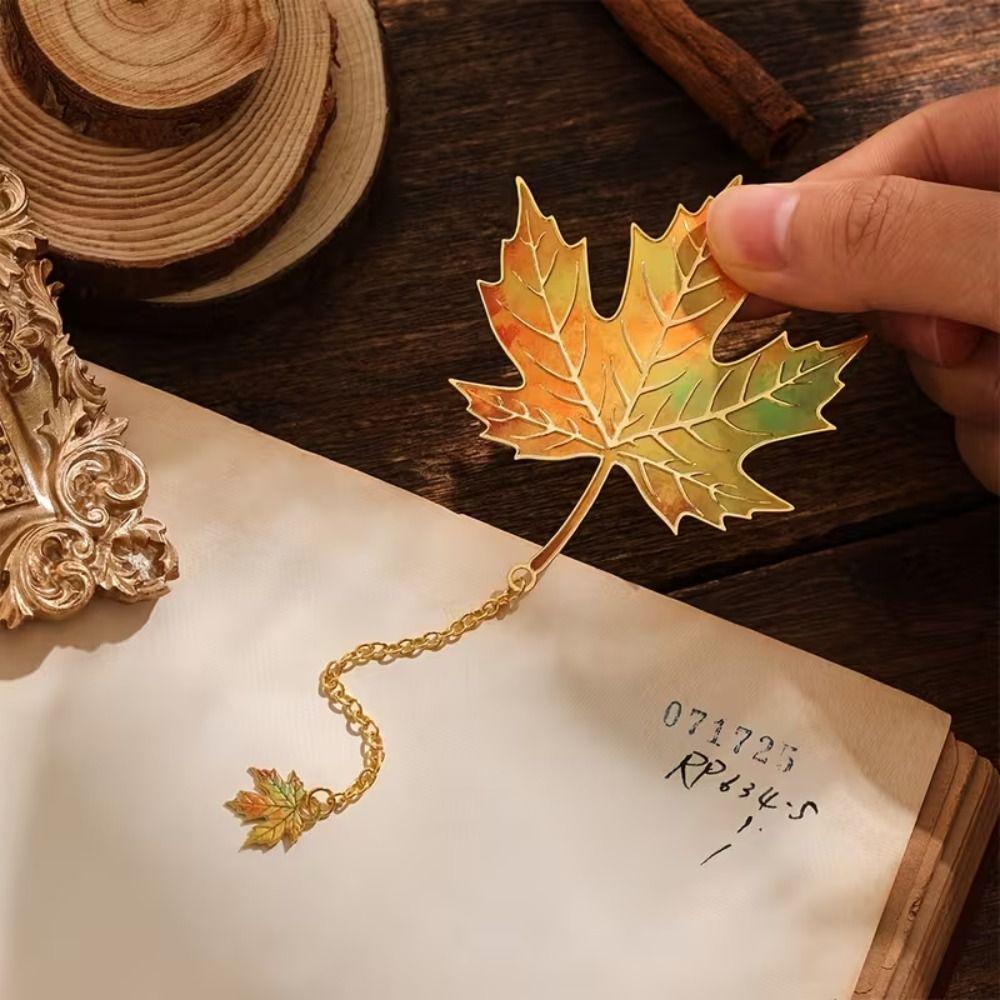 Creative Leaf Metal Autumn Element Bookmarks Stationery Decorative Bookmark Teachers and Students