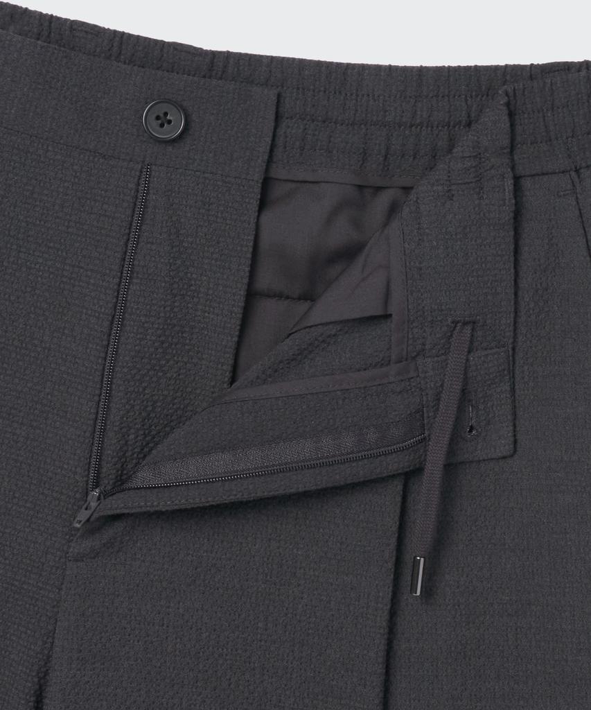 MUSINSA STANDARD Seersucker One-Pleat Wide Banding Shorts [Gray]