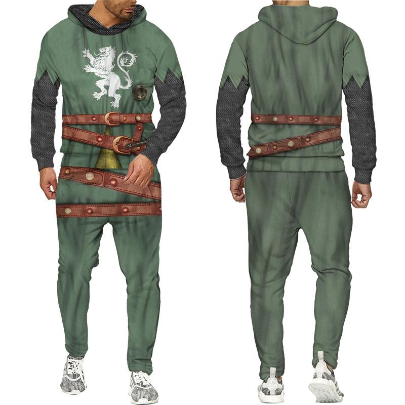 Новейшая толстовка с 3D принтом рыцарей тамплиеров/набор в стиле Харадзюку, уличная одежда в стиле хип-хоп, костюм, крутые мужские толстовки + брюки, спортивный костюм, комплект
