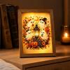 Seasonal Shelf Accents Ghost Photo Frame Lamp, Halloween Lighted Shadow Box, Decorative Desktop Night Lights Gothic Skeleton Table Centerpiece