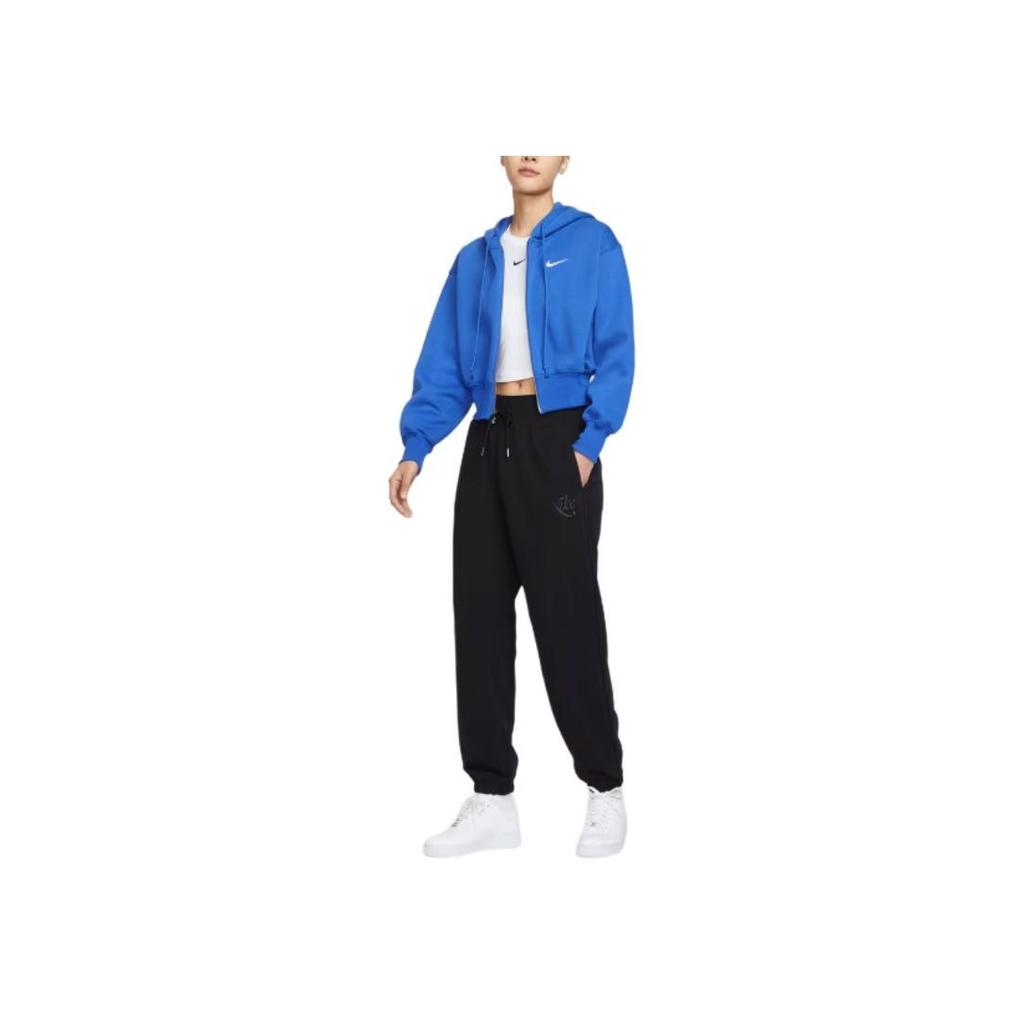 Nike Swoosh NSW PHNX Series FLC LSE Crop FZ Game Hooded Comfortable Fashion Universal Jacket Women jackets Blue HJ0941-480