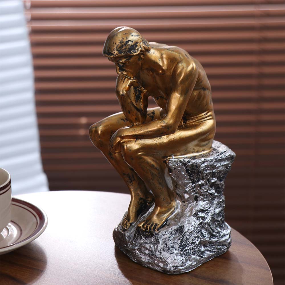 Creative Thinker Sitting Resin Sculpture Kawaii Thinker Doll Toy Thinker Desk Craft  Bedroom