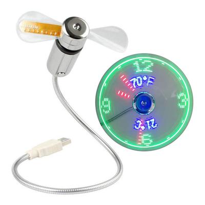 Креативные мини USB часы с LED-дисплеем температуры в реальном времени, летний охлаждающий вентилятор