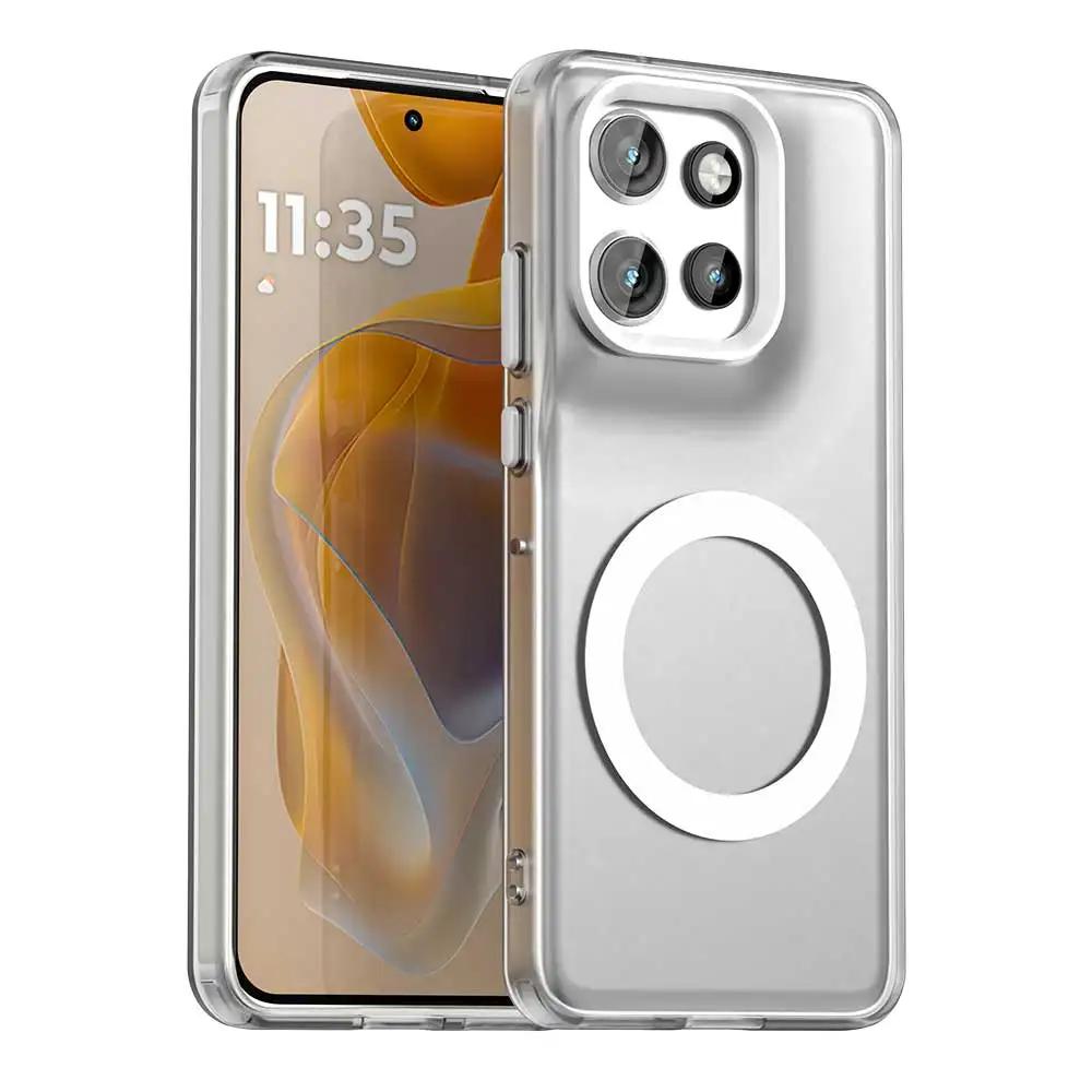 Ударопрочный чехол для телефона конфетного цвета для Motorola Edge 50 Neo ThinkPhone 25, магнитный, для беспроводной зарядки, ТПУ-каркас, пластиковая задняя крышка