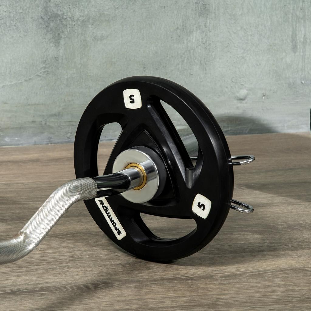 Two 5kg Olympic Weight Plates, Tri-Grip Rubber-Coated Barbell Weights, with 5cm Holes, for Home, Gym, Office