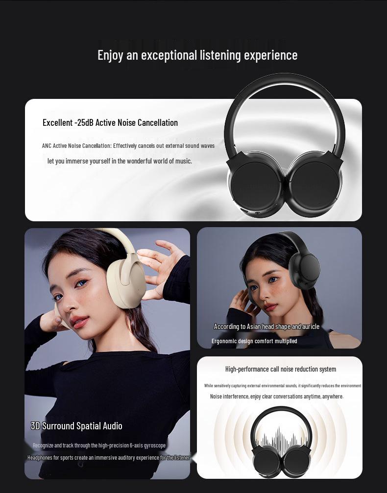 Универсальные Bluetooth-наушники закрытого типа с шумоподавлением: Длительное время работы от аккумулятора, Высококачественный звук