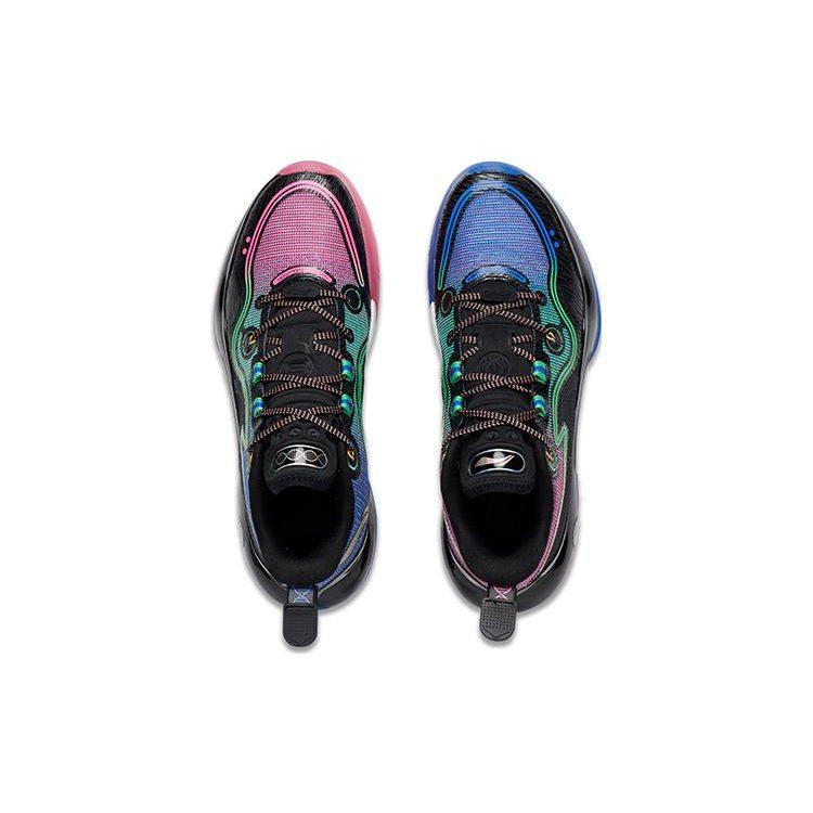 Li Ning Yushuai Evolution Low Текстиль, ТПУ Устойчивый к истиранию Дышащий Низкие Баскетбольные кроссовки Мужские Черный Розовый Синий ABAS161-4