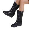 Женская обувь 2024 года, горячая распродажа, женские сапоги с боковой молнией, модные, круглые, современные сапоги, женские зимние сапоги больших размеров на танкетке до середины икры