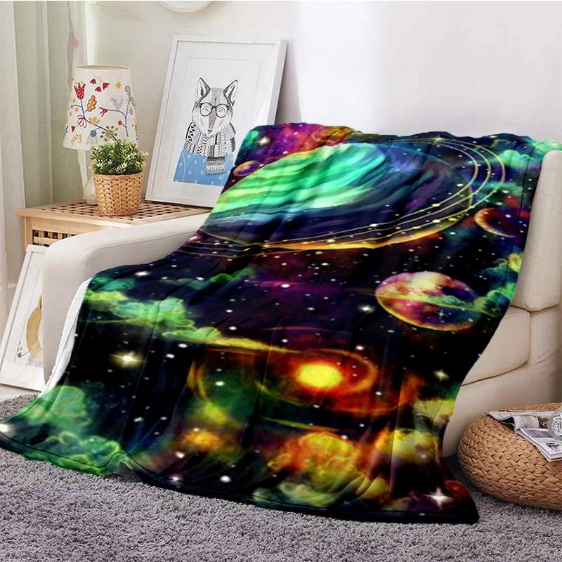 Одеяло для комнаты Galaxy Stars, ультралегкое мягкое плюшевое фланелевое одеяло для дивана-кровати, лучшие офисные подарки