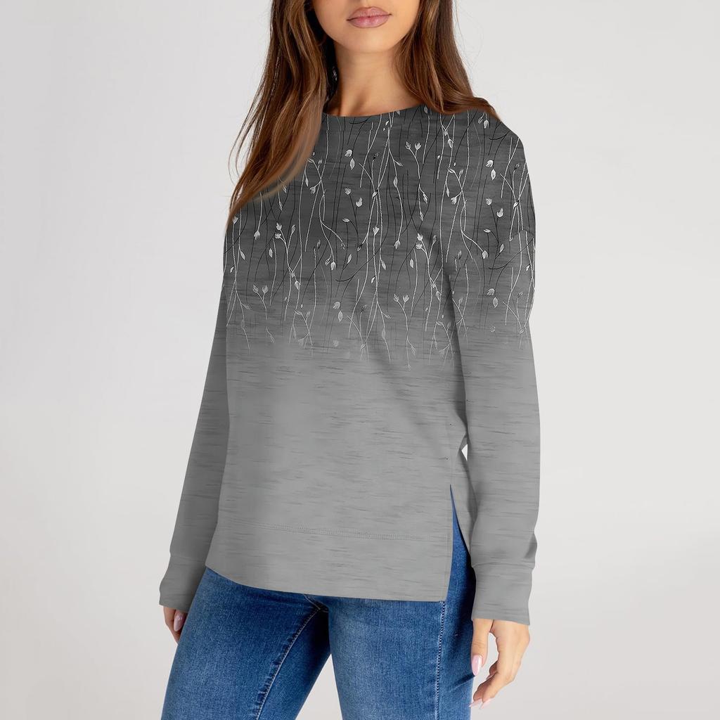 Женский повседневный модный однотонный свитер с круглым вырезом и длинными рукавами