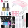 Mobray 15/8/5PCS Poly Extention Gel Set For Manicure Gel Extension Set Color Nail Tip Form Crystal UV Gel Slice Brush Nail Gel