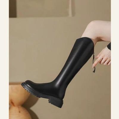 Мода 2024 года, осень, женские резиновые сапоги, женская обувь, женская зимняя обувь, ботинки на низком каблуке, круглые носки, дождевые сапоги до середины икры