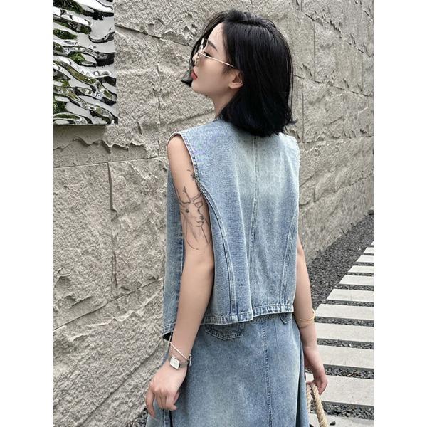 Летний женский джинсовый жилет с вышивкой, джинсовая куртка без рукавов в богемном стиле