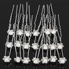 20Pcs Wedding Bridal Faux Pearl Rhinestone Flower Hair Stick Pins Clips Silver Color Jewelry ARI