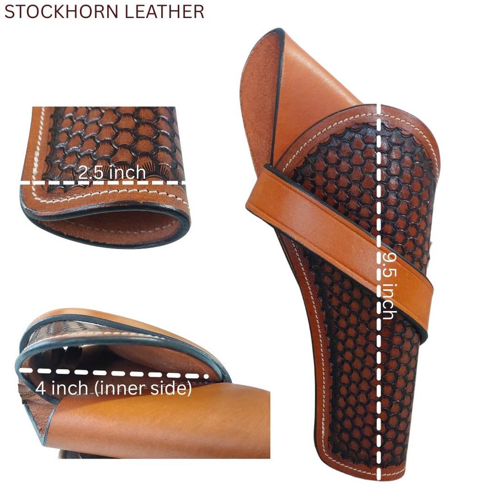 Западная кожаная кобура с перекрестным извлечением – Ручная работа из цельнозерновой кожи, ковбойский держатель для револьвера – Подходит для ствола от 4" до 6,5"